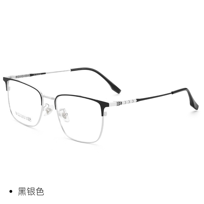Nuovo set di occhiali semi-titanio business stile specchio gamba telaio completo comfort ultraleggero occhiali da uomo