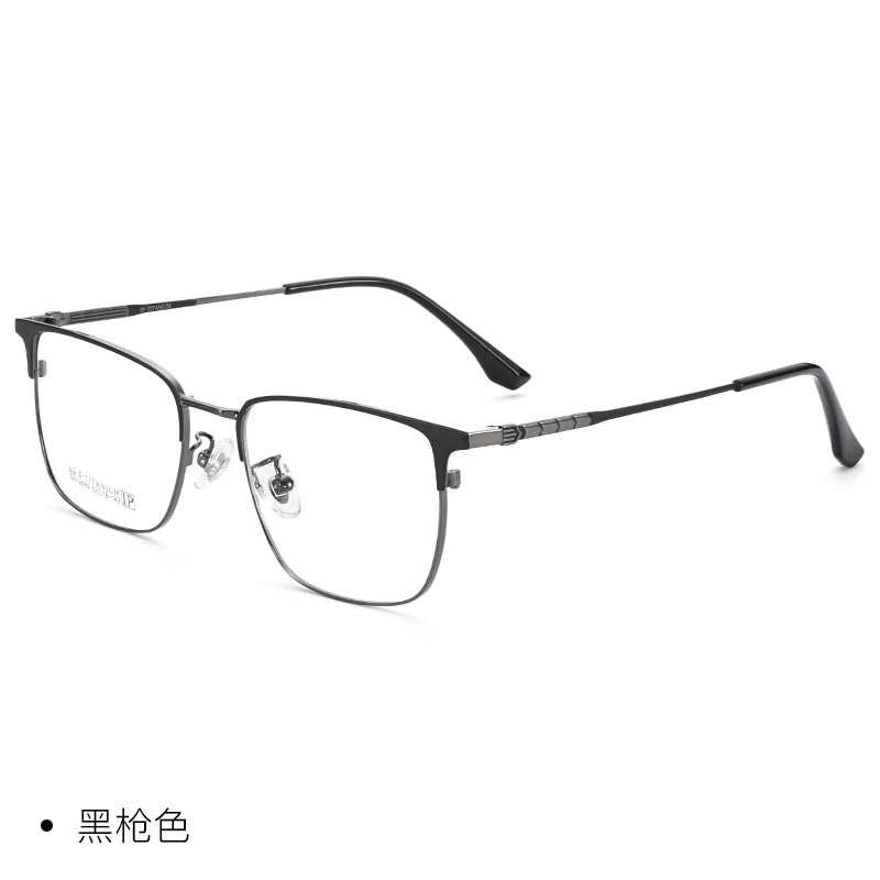 Nuovo set di occhiali semi-titanio business stile specchio gamba telaio completo comfort ultraleggero occhiali da uomo