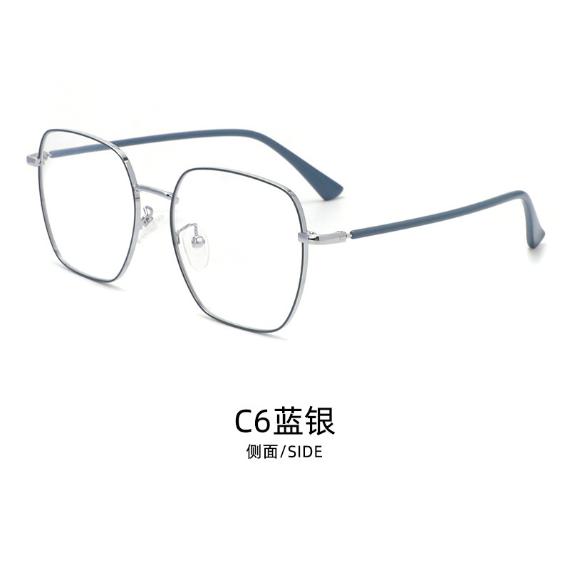 复古金属眼镜架六色可选大框显瘦防滑镜腿多边形眼镜