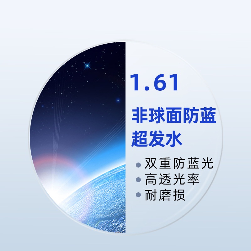 1.61无底色非球面防蓝光 近视树脂镜片