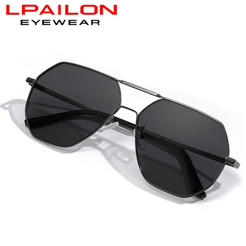 新款太阳镜男士多边形飞行员大框偏光变色墨镜驾驶开车司机镜8692