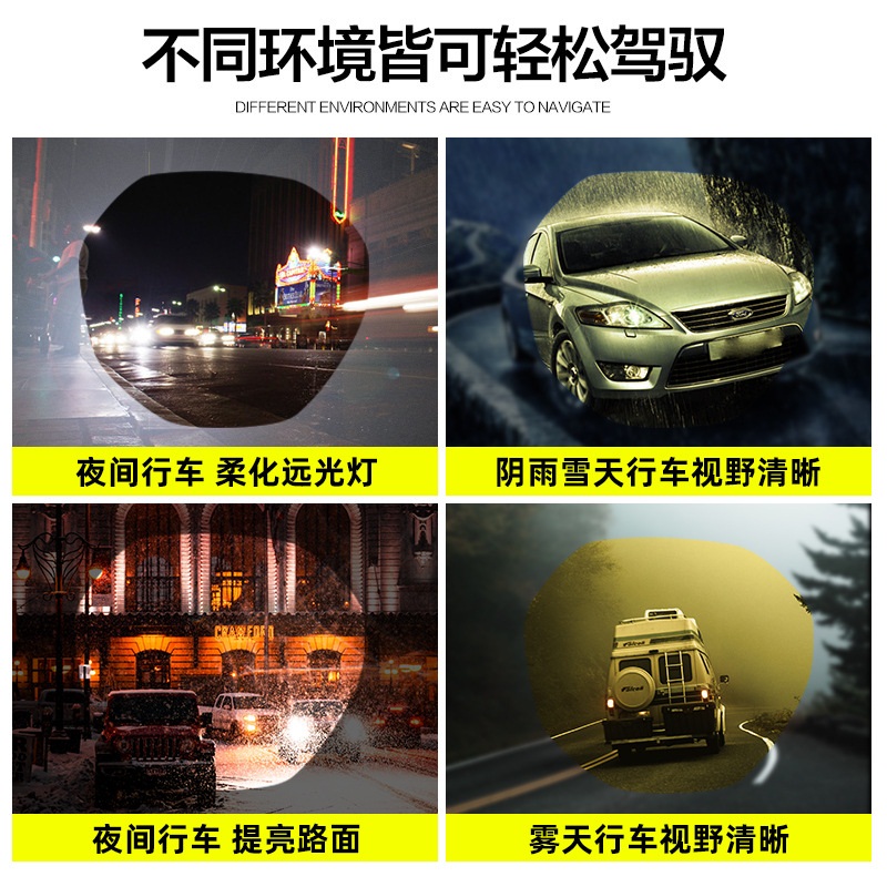 商务款多边夜视眼镜偏光镜眼镜驾驶日夜眼镜男士夜间开车司机2106