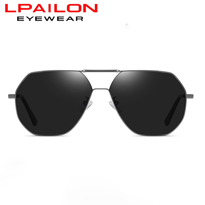 新款太阳镜男士多边形飞行员大框偏光变色墨镜驾驶开车司机镜8692