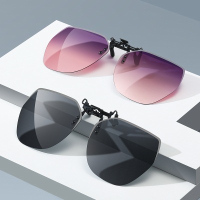 新款多边形偏光夹镜太阳镜夹片男女日夜两用近视墨镜变色眼镜