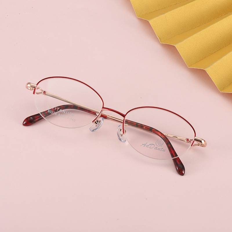 超轻半钛眼镜框 近视 时尚新款镜框80225正品女士半框B钛镜架