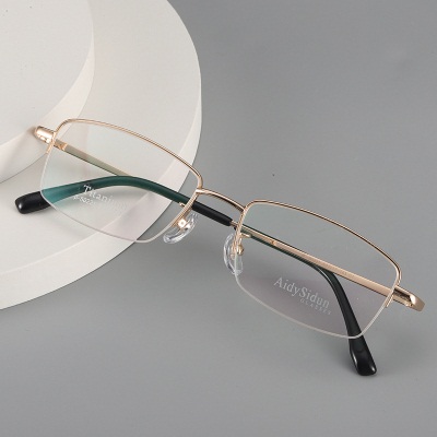 Men's half frame eyeglass frame Titanium Business Myopia Glasses80221 Titanium frame glasses frame