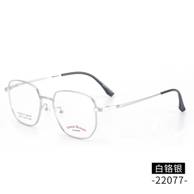 Wide edge silk retro glasses Shenzhen electroplated polygonal ball opening frame 22077Men's and women's slim face flat glasses frame