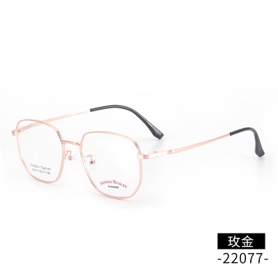 Wide edge silk retro glasses Shenzhen electroplated polygonal ball opening frame 22077Men's and women's slim face flat glasses frame