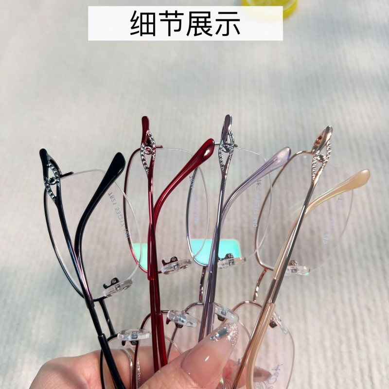 时尚新款金属镜架7821丹阳半框商务近视镜框高端女士眼镜框架超轻