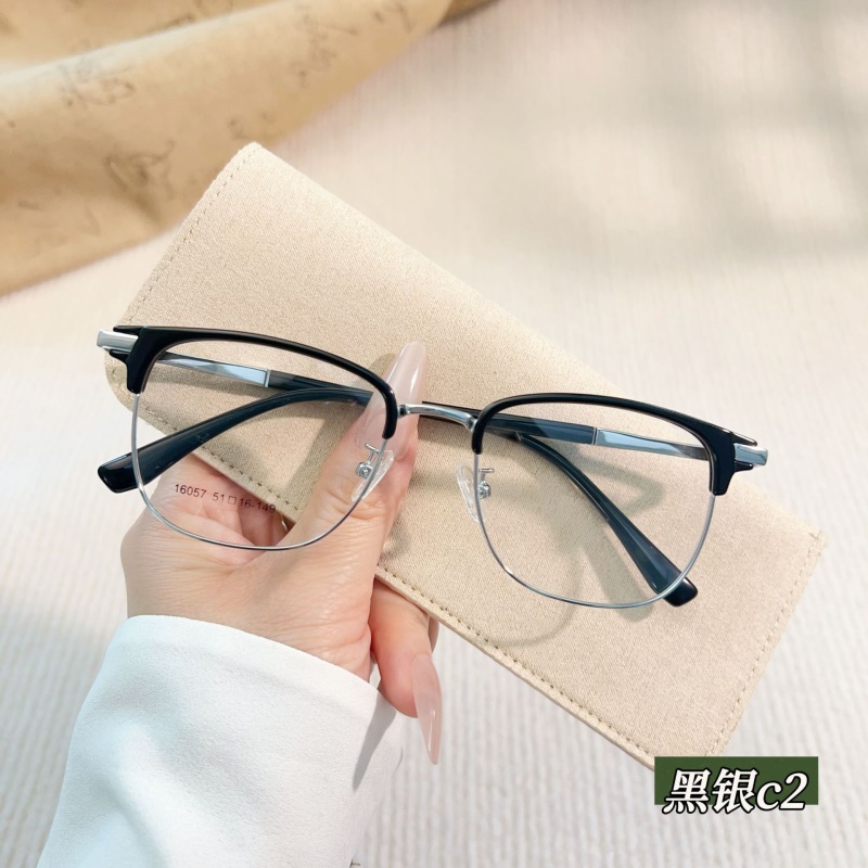 新款时尚眉毛眼镜架 素颜眉线框16057斯文痞帅黑色丹阳眼镜轻定制