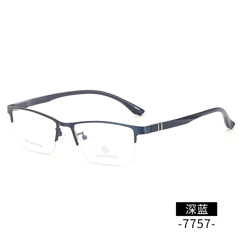 新款钢板眉毛金属眼镜框丹阳商务男款近视镜架超弹塑钢腿7757