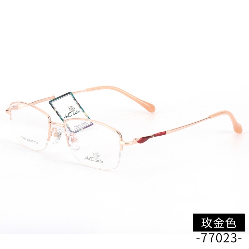 时尚 新款近视眼镜框77023厂家批发可做渐近片女士超轻半框眼镜架