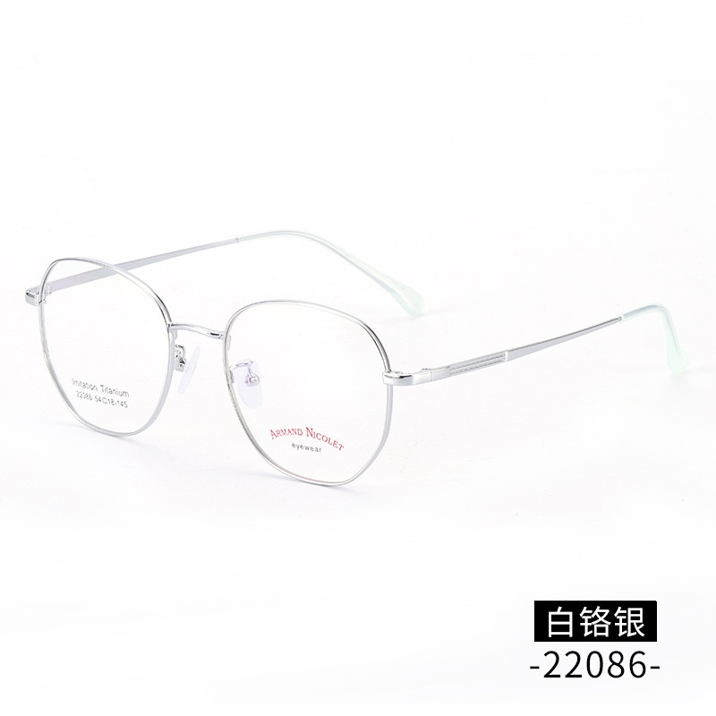 IP电镀多边形配镜宽边显薄镜架 男女款复古全框眼镜工厂批发22086