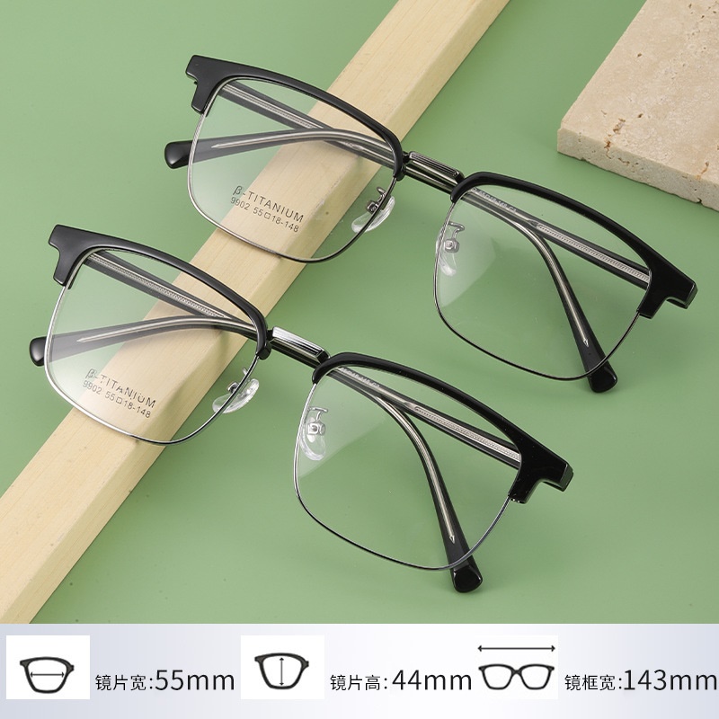 插芯眉毛眼镜架时尚丹阳工厂9902板材眉线框潮款复古黑框眼镜
