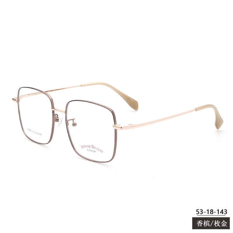 小红书种草方形复古眼镜框双色平光镜厂家批发22089宽边丝镜架