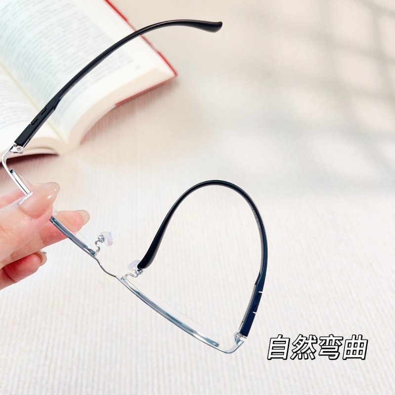 钢板眼镜架跨境批发7761男士金属休闲半框架丹阳光学眼镜架厂家