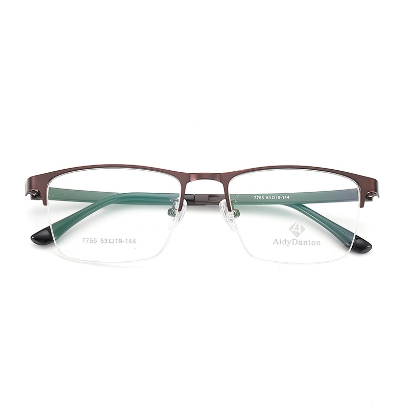 丹阳钢板眉毛眼镜架厂家批发7755男士中号金属半框架光学眼镜框