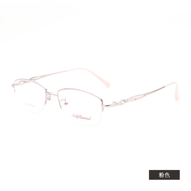 金属眼镜架半框近视镜7818配渐进片商务眼镜框丹阳女士酒红色眼镜