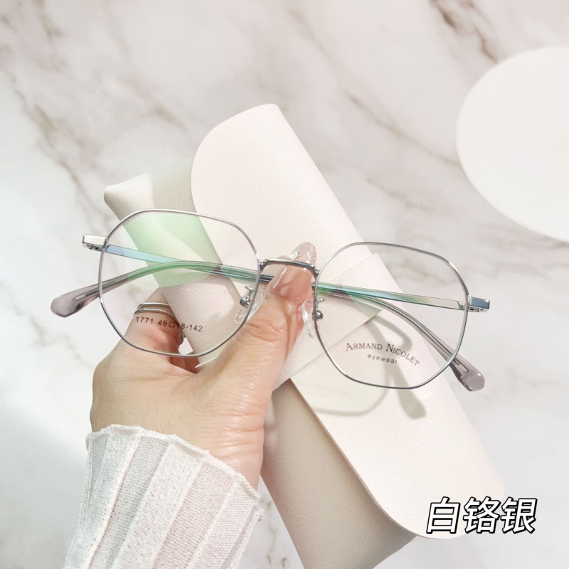 无磁钛复古眼镜女高级感近视可配度数镜框1771合金小框眼睛框男