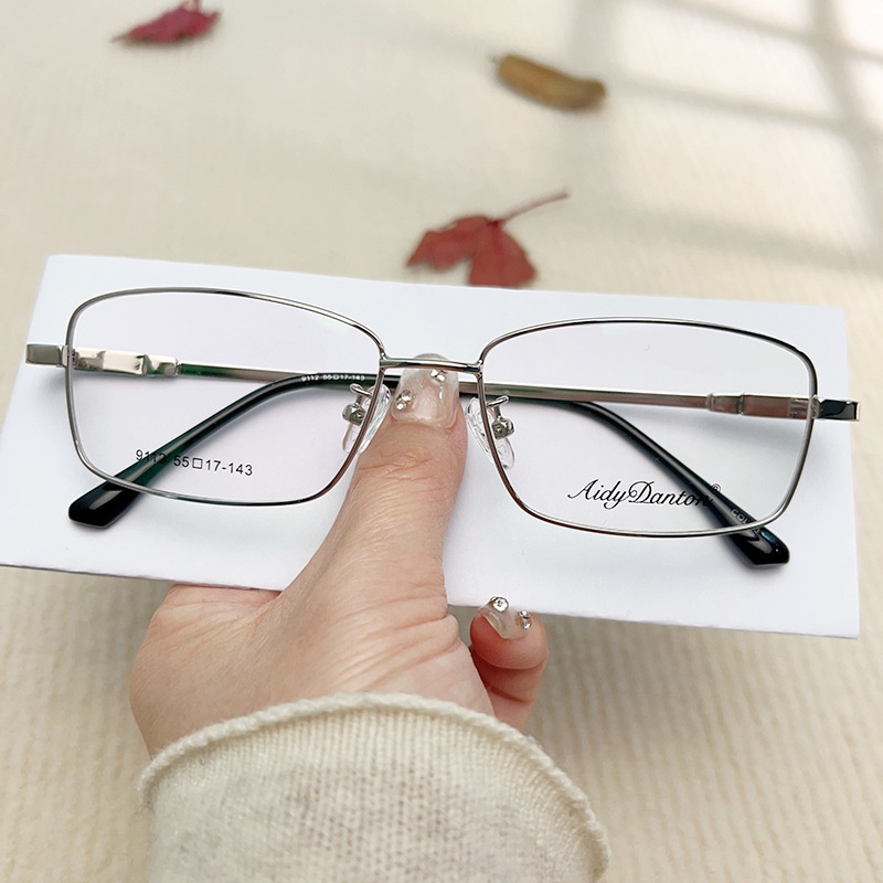 IP金属眼镜框宽边记忆架钛合金 9112镜腿可弯曲男士近视老花镜架