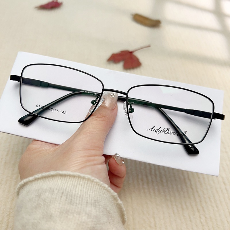IP金属眼镜框宽边记忆架钛合金 9112镜腿可弯曲男士近视老花镜架