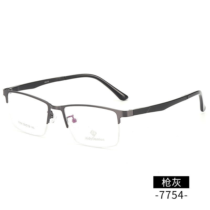 新款眉毛金属眼镜框丹阳商务男款钢板近视镜架超弹塑钢腿7754