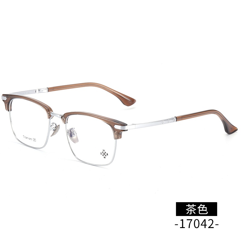 纯钛眉毛眼镜架 工厂批发17042时尚罗心小红书眉线框潮款平光眼镜