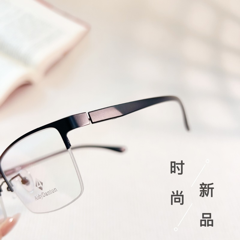 丹阳工厂钢皮眼镜框架跨境7753超韧塑钢腿金属商务休闲半框眼镜男