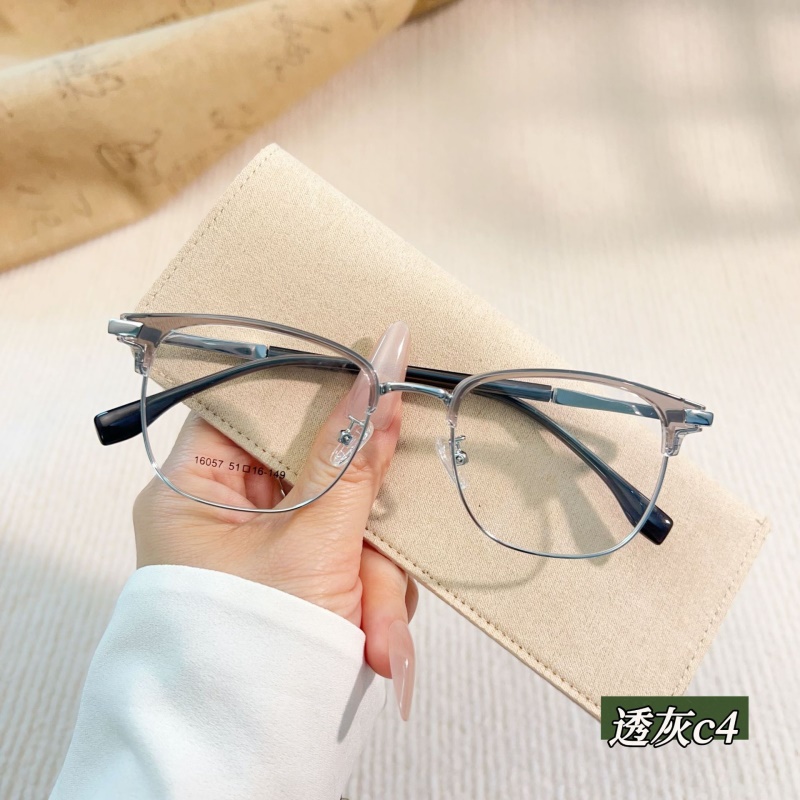 新款时尚眉毛眼镜架 素颜眉线框16057斯文痞帅黑色丹阳眼镜轻定制