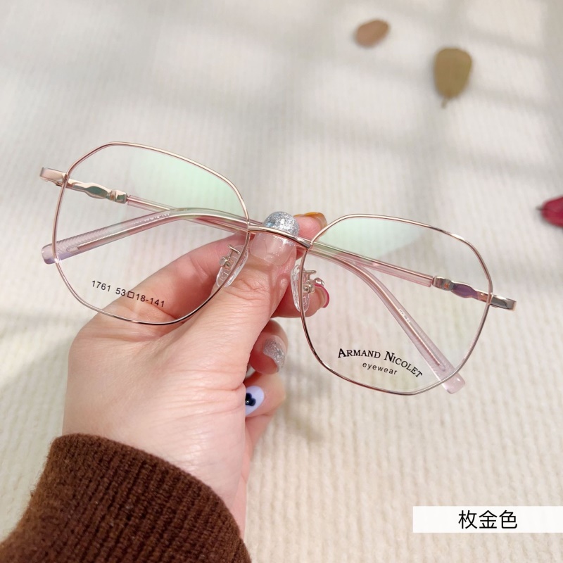 新品多边形眼镜架小红书种草文艺眼睛框 1761金属平光 复古眼镜框