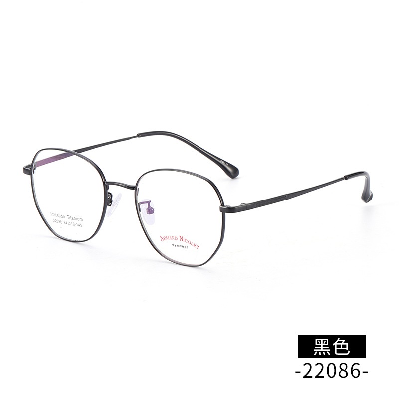 IP电镀多边形配镜宽边显薄镜架 男女款复古全框眼镜工厂批发22086