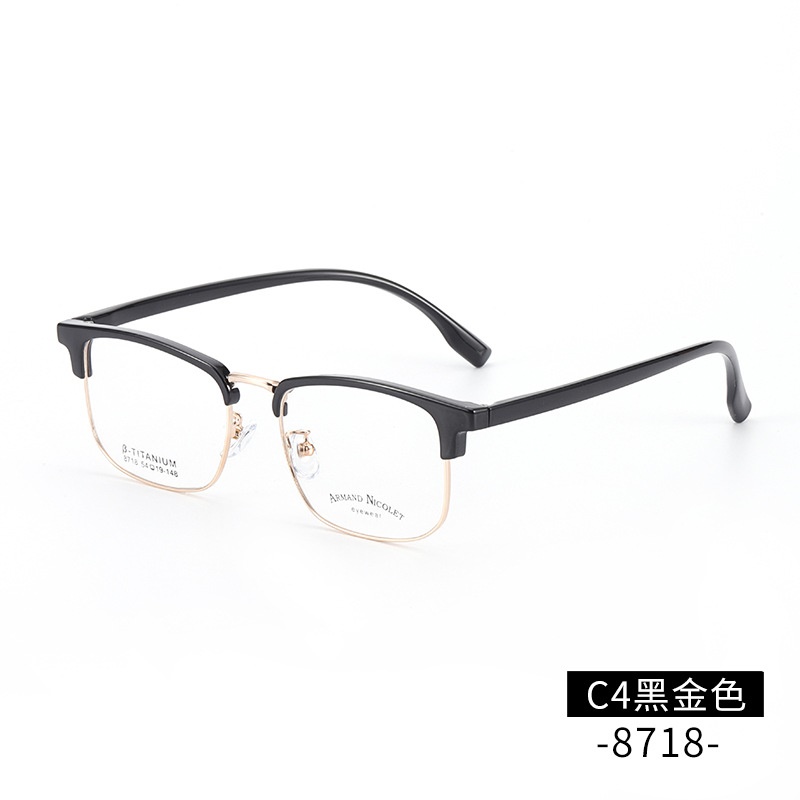 男士眉毛眼镜框架 时尚小红书同款8718TR90眉线中号黑框复古架