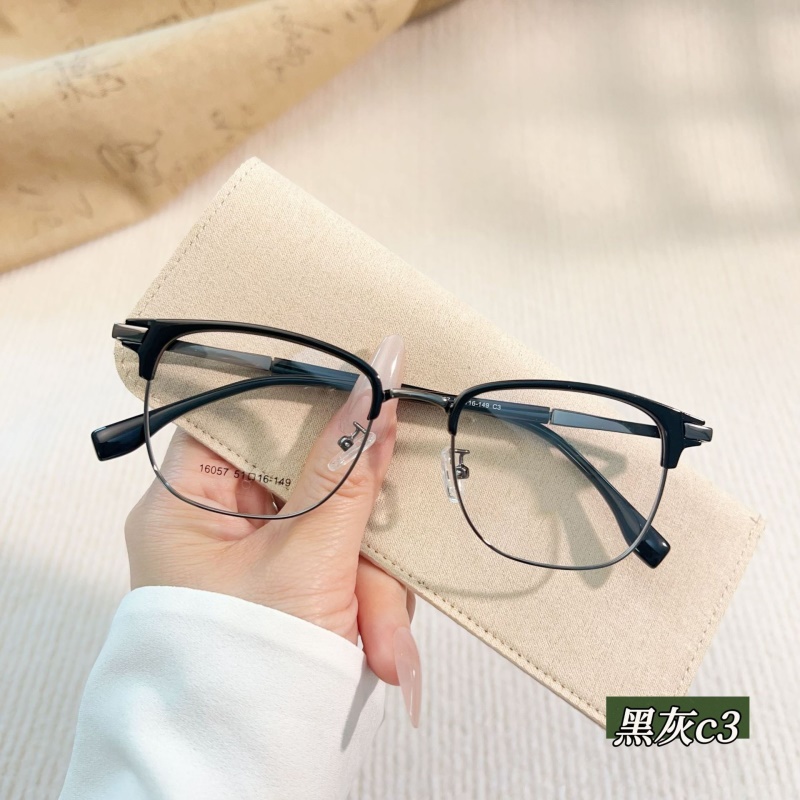 新款时尚眉毛眼镜架 素颜眉线框16057斯文痞帅黑色丹阳眼镜轻定制