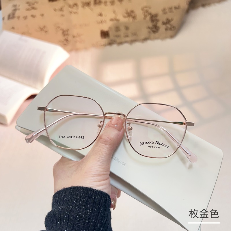 友顺多边形金属眼镜框男批发1764女网红同款显瘦脸近视眼镜框复古