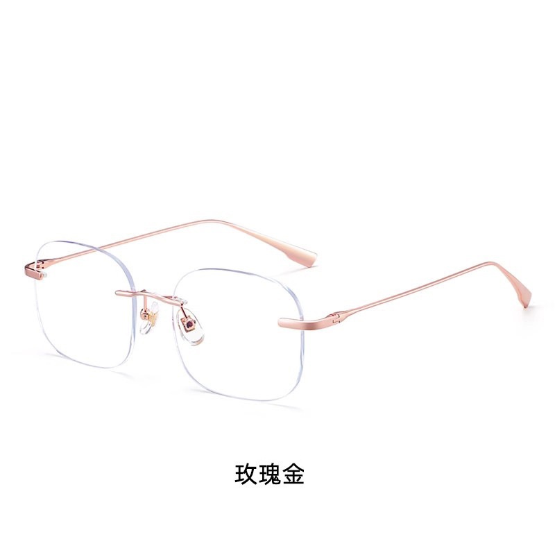 赵思lu许妍同款无边框眼镜女批发高级感可配度数素颜无框纯钛镜框