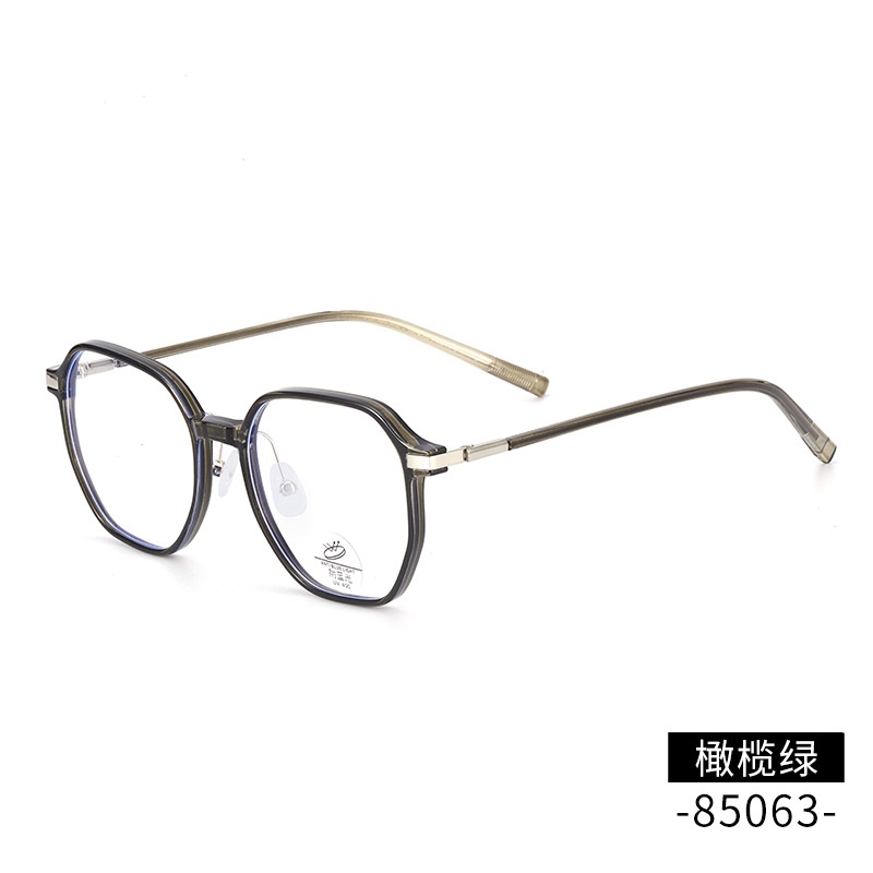 TR透明网红抖音85063防蓝光复古眼镜框 黑色金胶显瘦tr90平光镜