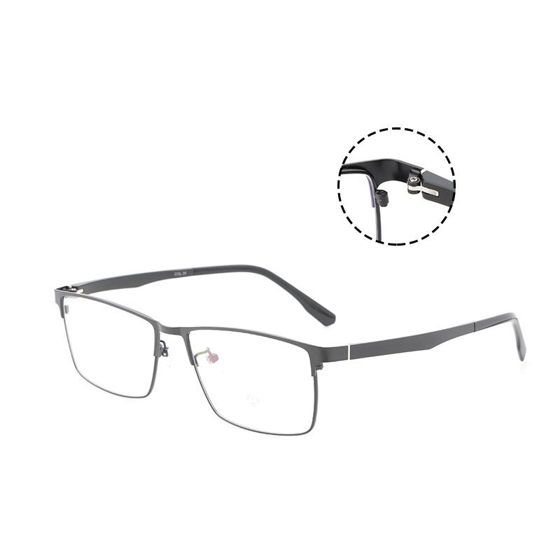 新款金属眼镜框批发丹阳全框 商务男款钢板近视镜架塑钢腿60025