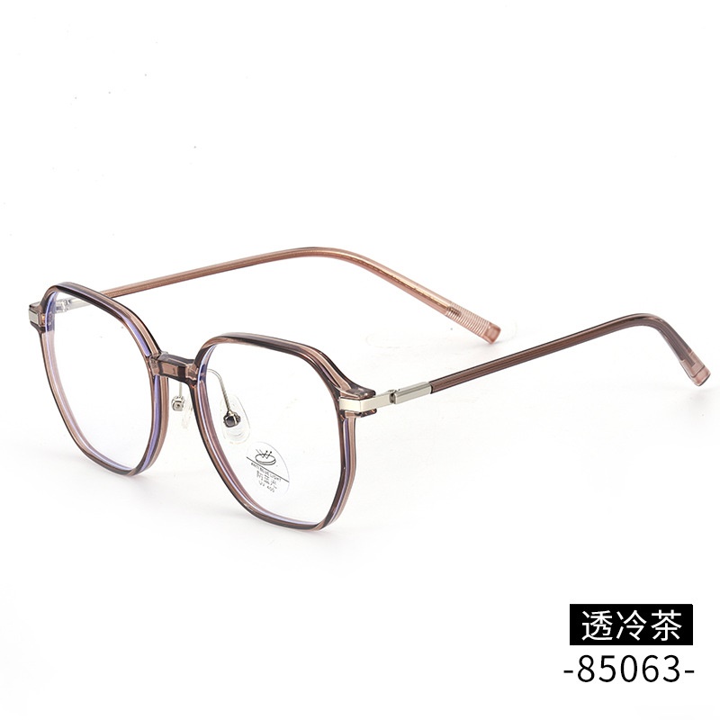 TR透明网红抖音85063防蓝光复古眼镜框 黑色金胶显瘦tr90平光镜