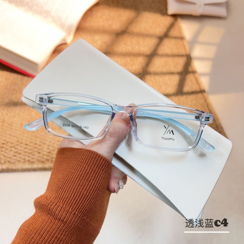 时尚新款透明水晶tr腿眼镜批发2208近视眼镜框方形窄框TR90眼镜架