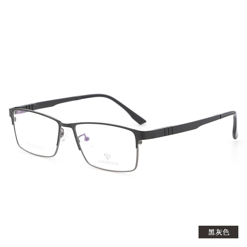 新款弹性钢皮眼镜框批发7751丹阳商务男士光学架塑钢腿全框镜架
