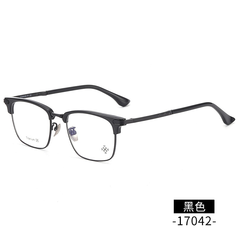 纯钛眉毛眼镜架 工厂批发17042时尚罗心小红书眉线框潮款平光眼镜