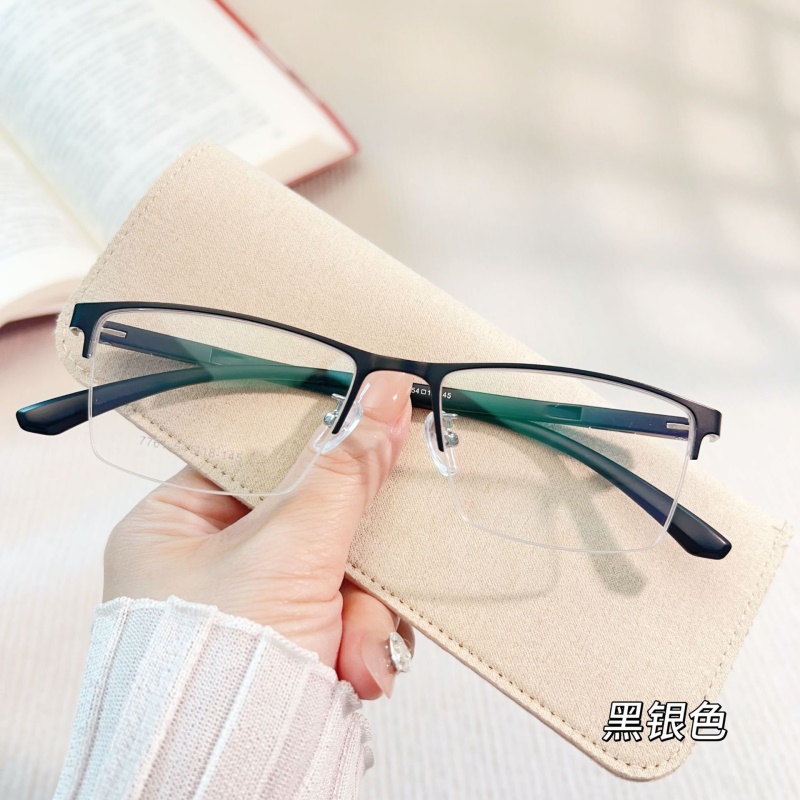 钢板眼镜架跨境批发7761男士金属休闲半框架丹阳光学眼镜架厂家