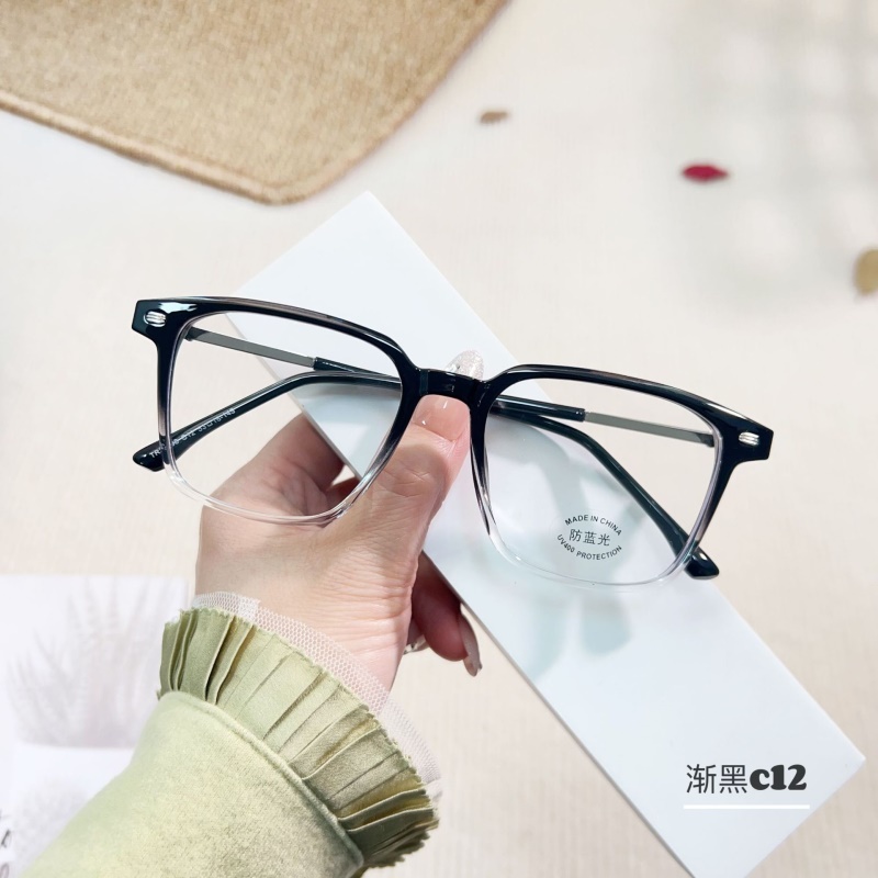 TR透明网红同款30298复古防蓝光眼镜框 铆钉显瘦学生tr90平光镜