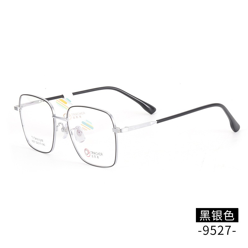 男女士复古眼镜批发 钛架多边形平光镜框9527线条圈丝全框眼镜B钛
