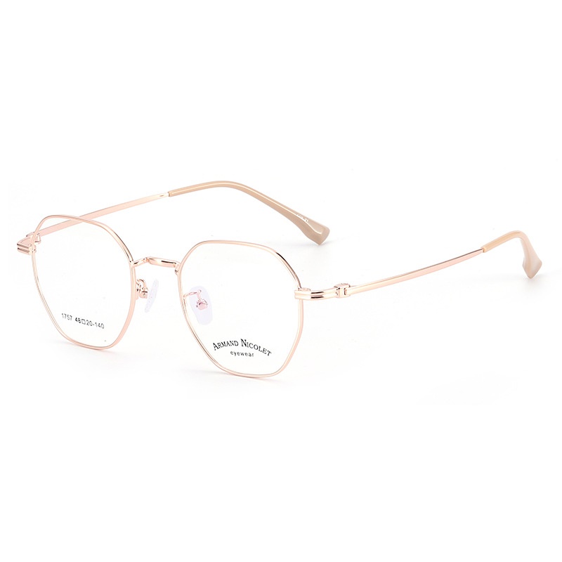 金属复古眼镜多边形有锁块镜架批发1757平光镜男女全框近视眼镜