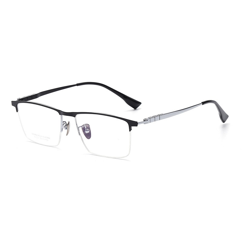 复古半框眼镜男近视方框眉毛眼镜90004丹阳时尚通勤超轻钛镜框