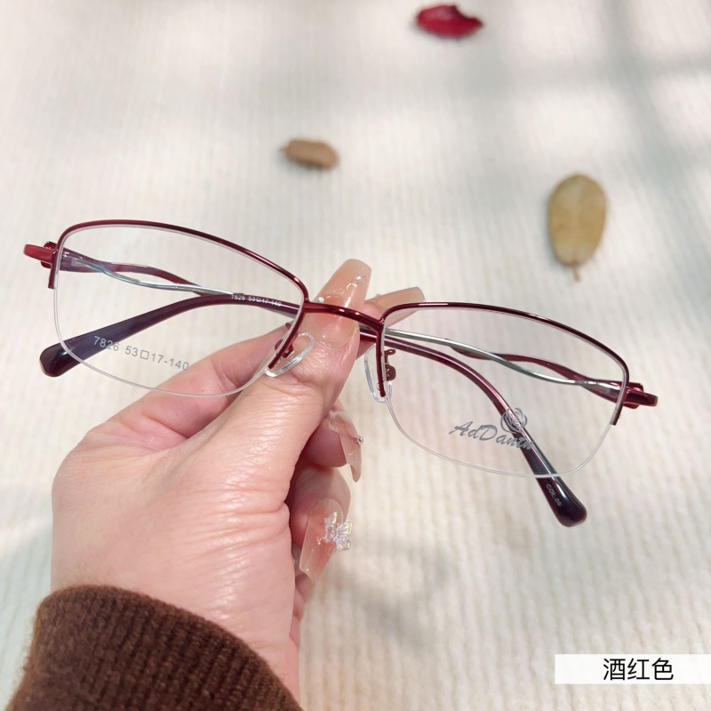 时尚新款眼镜近视女7826丹阳半框双色立体商务可配渐近片镜架