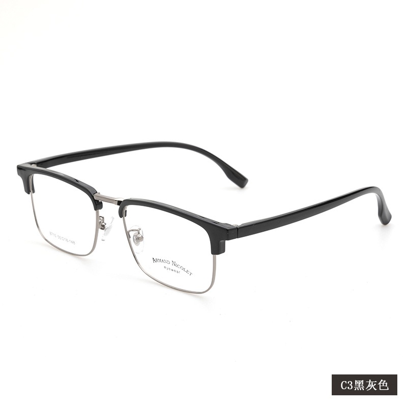 男士眉毛眼镜框架 时尚小红书同款8710TR90眉线中号黑框复古架