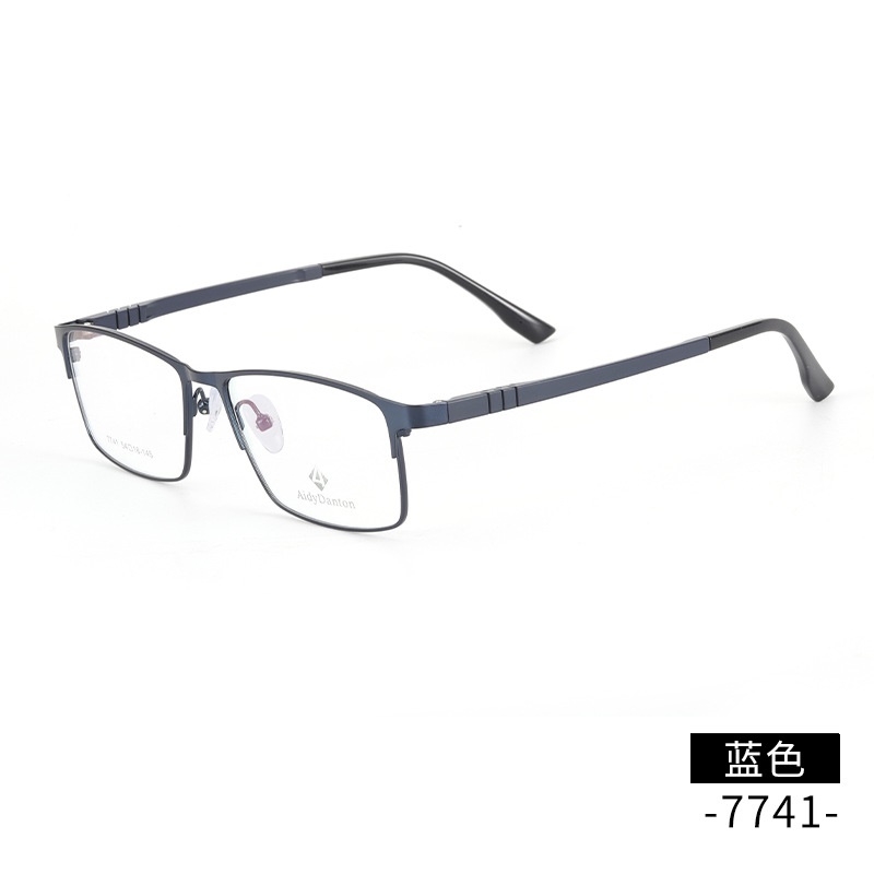 弹簧腿钢板眼镜架厂家批发7741男士金属全框塑钢长城腿眼镜框丹阳