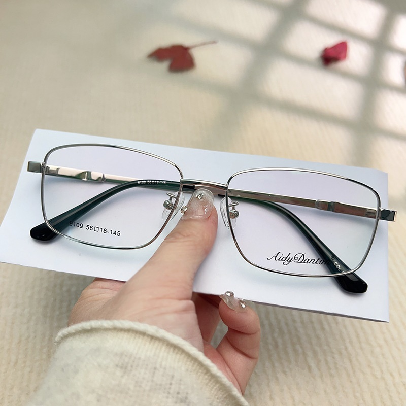 时尚大号商务 眼镜框批发9109男士360度腿弯曲眼镜  金属宽边记忆